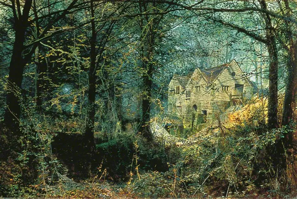Gloire d'automne : Le vieux moulin - John Atkinson Grimshaw image 1 reproduction de peinture à l’huile