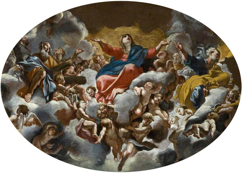 Verherrlichung der Jungfrau (nach dem Fresko der Kuppel von Sant'Andrea della Valle, Rom) - Giovanni Lanfranco