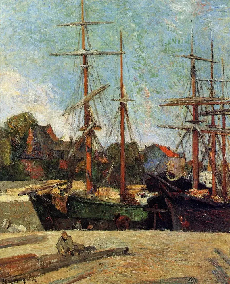 Gaffelschoner und Dreimaster im Hafen, oder Boote im Hafen - Paul Gauguin