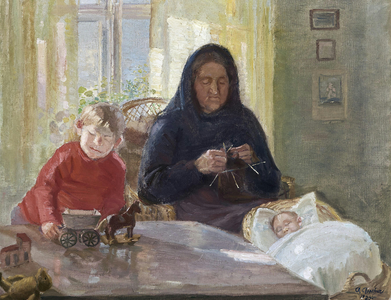 Oma passt auf die Kinder auf. – Anna Ancher