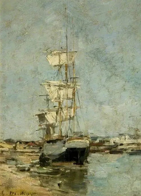 Großes Segelschiff im Hafen von Deauville - Eugène Boudin