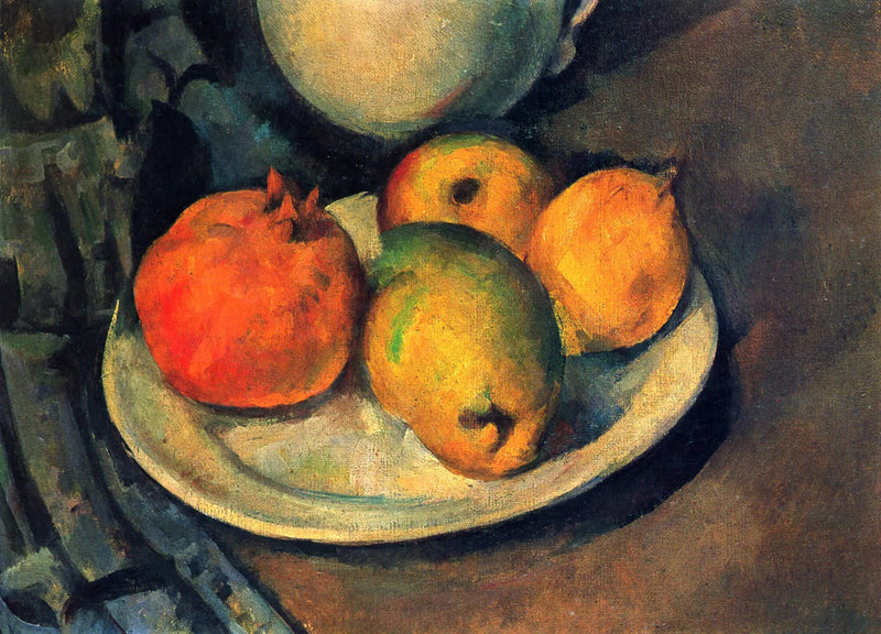 Granatapfel und Birnen auf einem Teller - Paul Cézanne