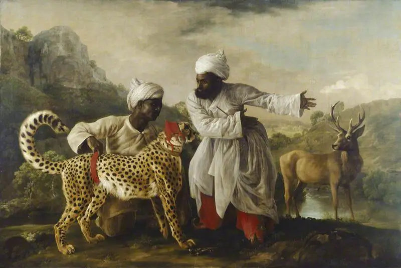 Gepard und Hirsch mit zwei Indianern - George Stubbs