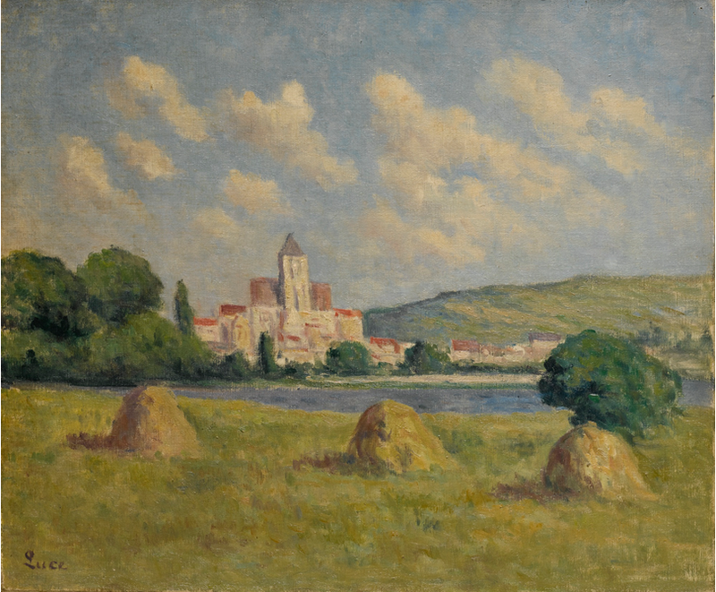 Guernes, die Kirche und die Felder - Maximilien Luce