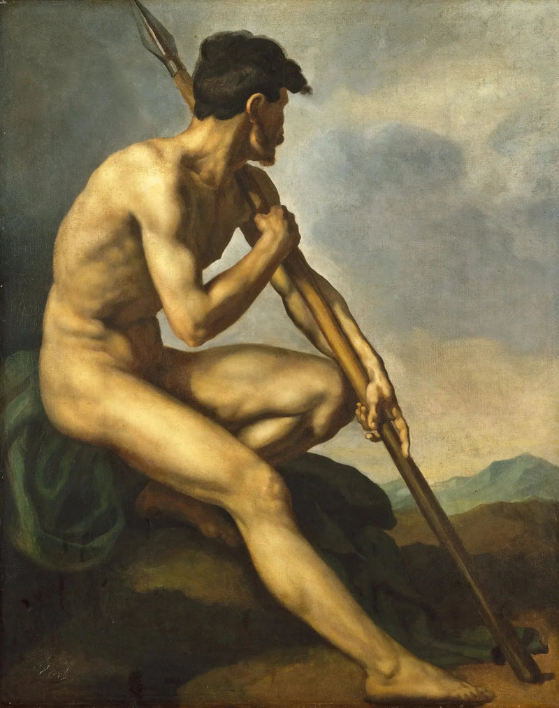 Nackter Krieger mit einer Lanze - Théodore Géricault