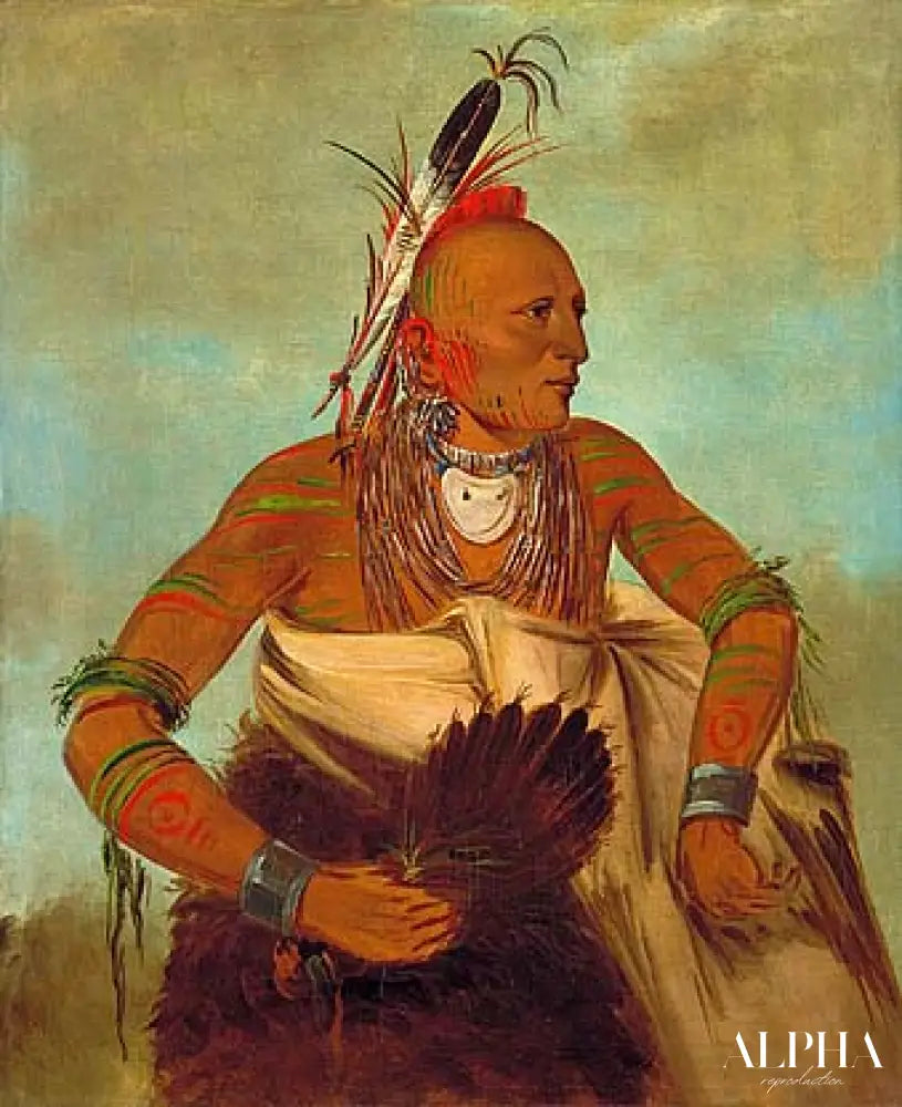 Osage warrior of the Wha-sha-she band (a subdivision of Hunkah) - George Catlin - Reproductions de tableaux et peintures haut de gamme