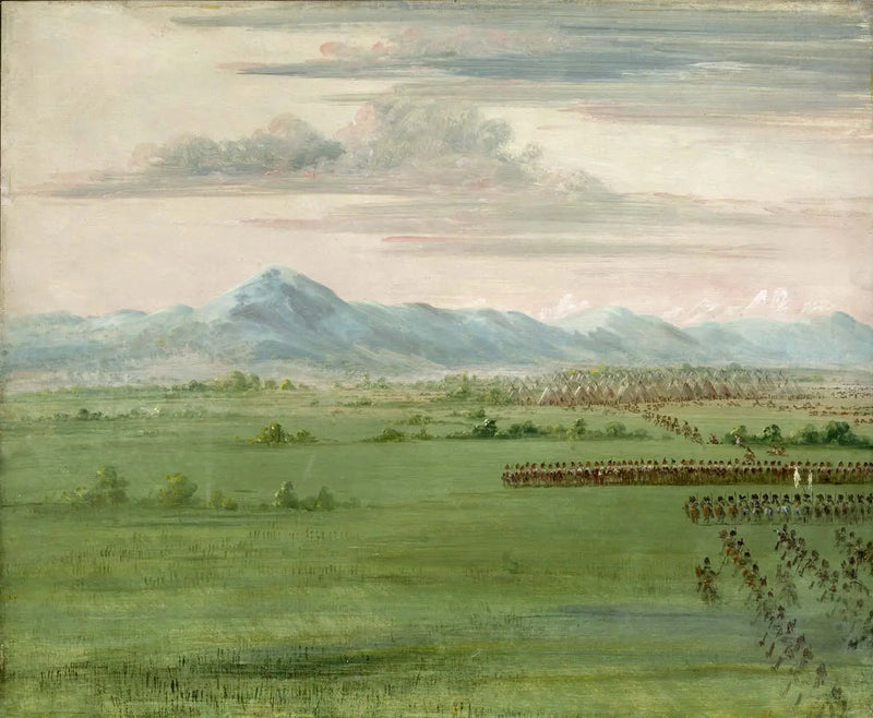 Comanche-Krieger, mit weißer Fahne, empfangen die Drachen - George Catlin