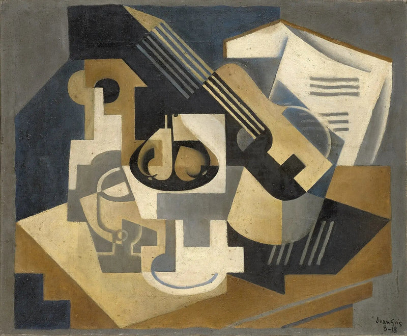Gitarre und Kompott auf einem Tisch - Juan Gris