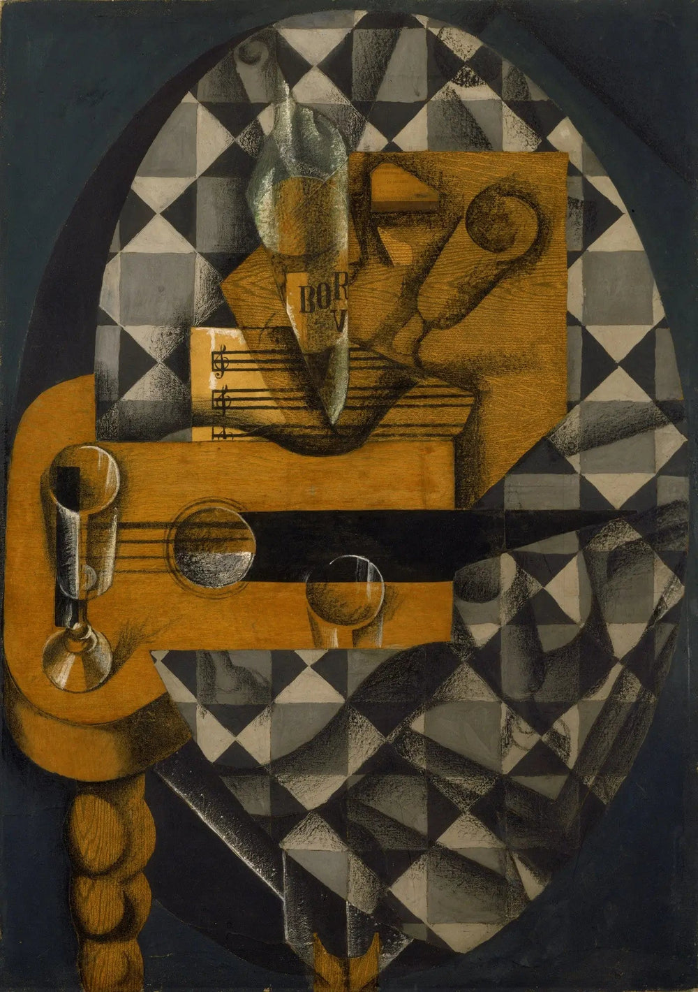 Guitare et lunettes - Juan Gris image 1 copie de tableau peinte à la main