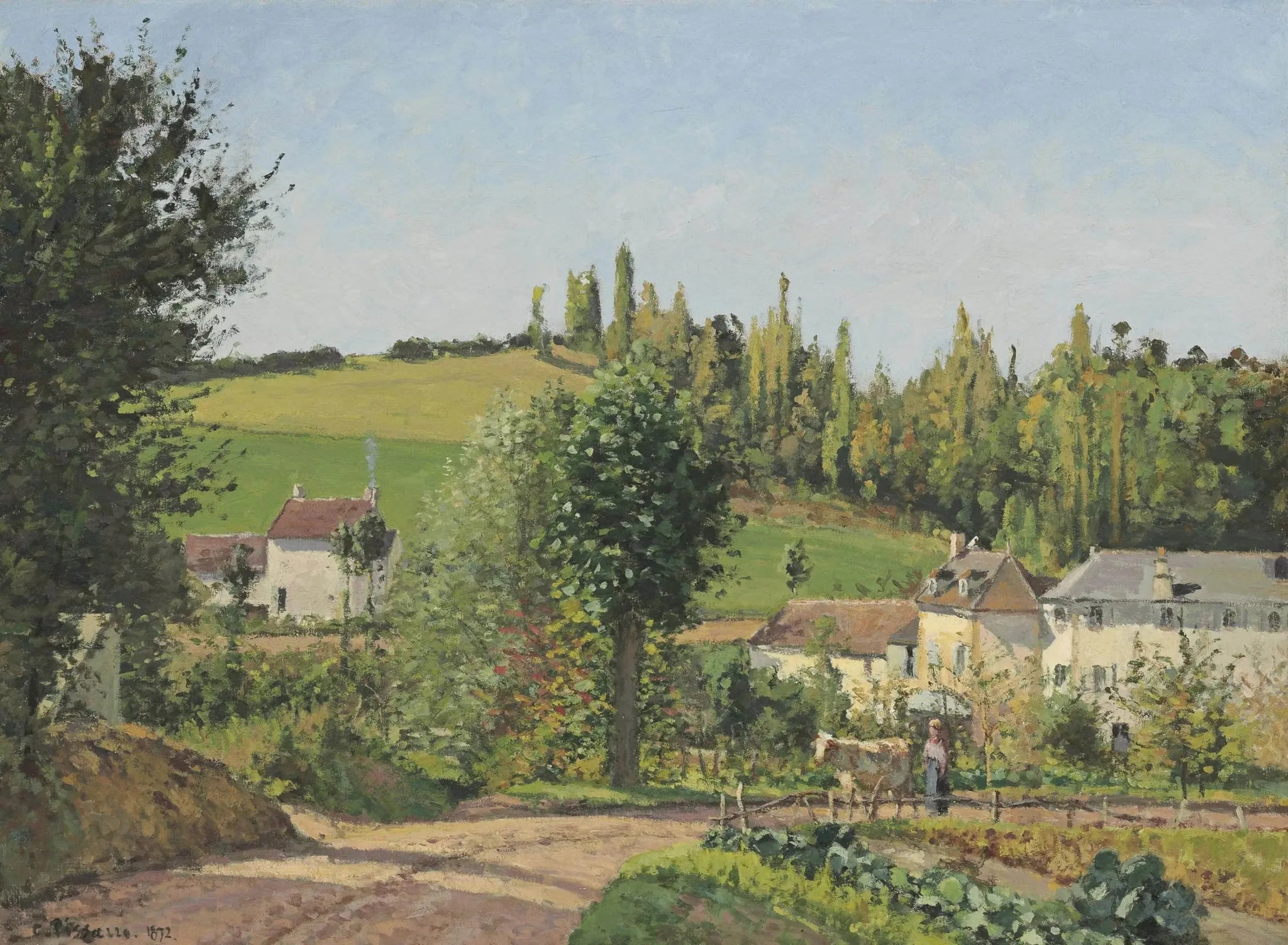 Hameau aux environs de Pontoise - Camille Pissarro image 1 copie peinte à la main à l’huile
