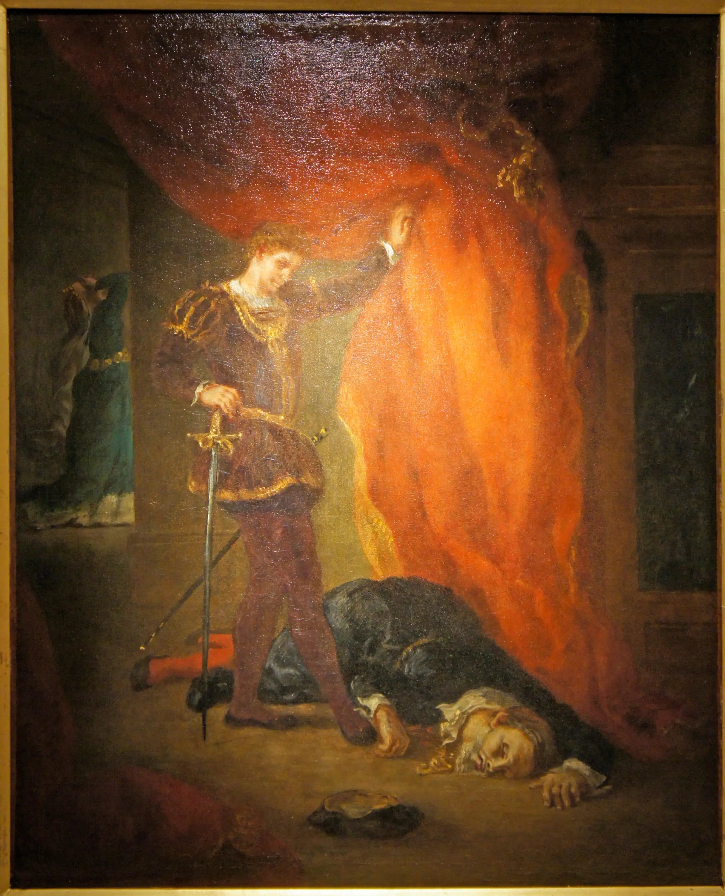 Hamlet devant le corps de Polonius - Eugène Delacroix image 1 reproduction artisanale de tableau