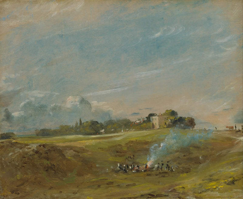Hampstead Heath, mit einem Lagerfeuer - John Constable