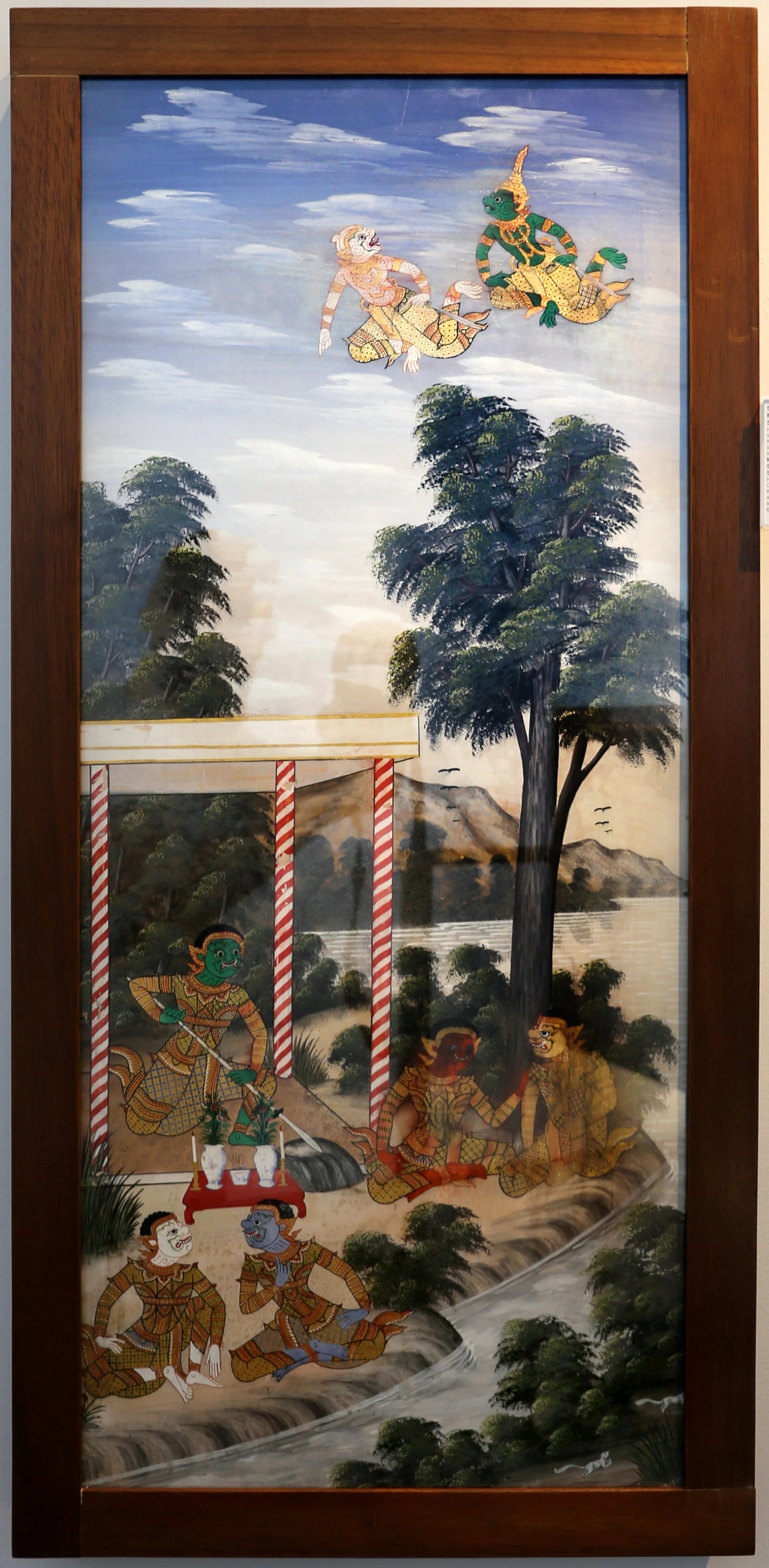 Hanuman et Ongkhot découvrent les armées de Kumphakan, Artiste siamois anonyme, XIXe siècle