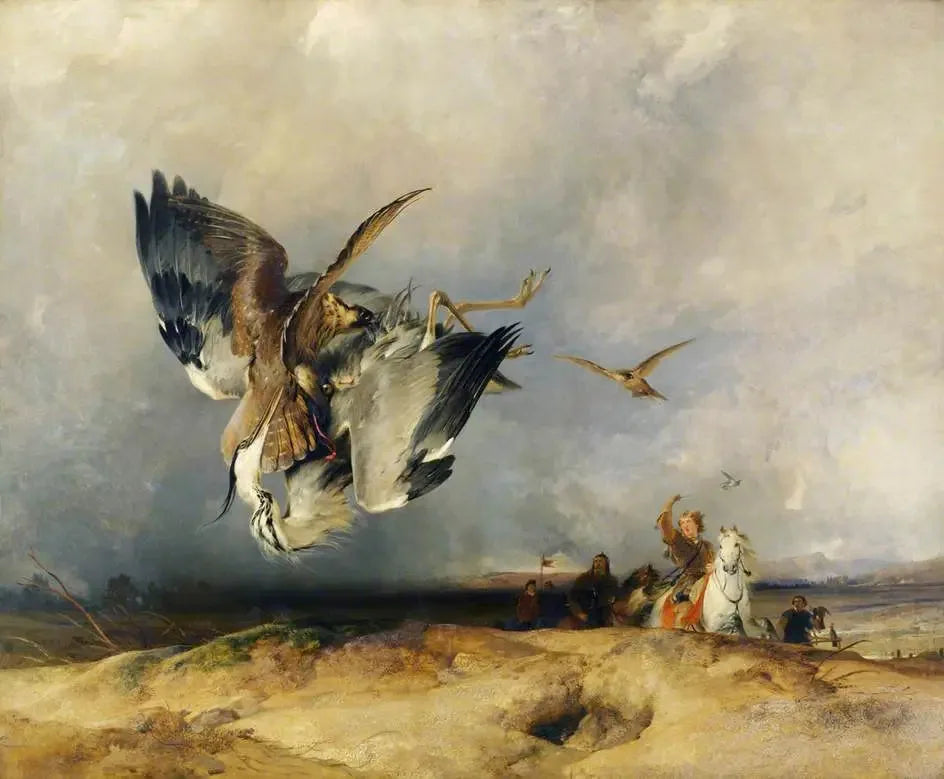 Hawking dans les temps anciens - Edwin Henry Landseer image 1 copie de tableau peinte à la main