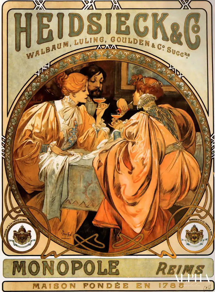 Heidsieck & Cie - Mucha - Reproductions de tableaux et peintures haut de gamme