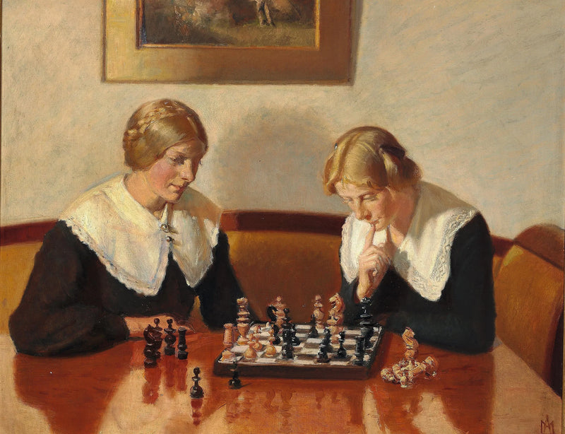 Helga Ancher und Engel Saxild spielen Schach in Markvejs Haus in Skagen. -Michael Peter Ancher