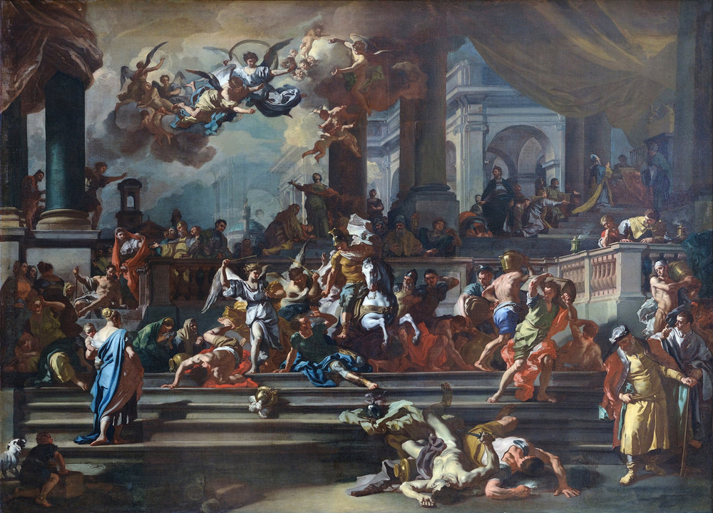 Héliodore chassé du Temple - Francesco Solimena image 1 copie de tableau peinte à la main