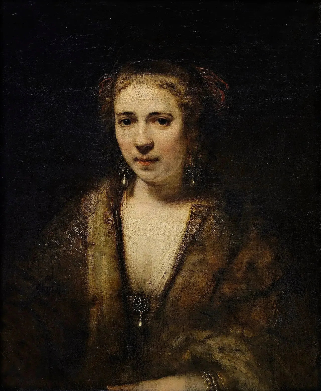 Hendrickje Stoffels au béret de velours - Rembrandt image 1 reproduction artisanale de tableau