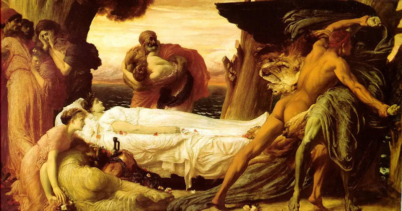 Hercules kämpft gegen den Tod, um Alceste zu retten - Frederic Leighton