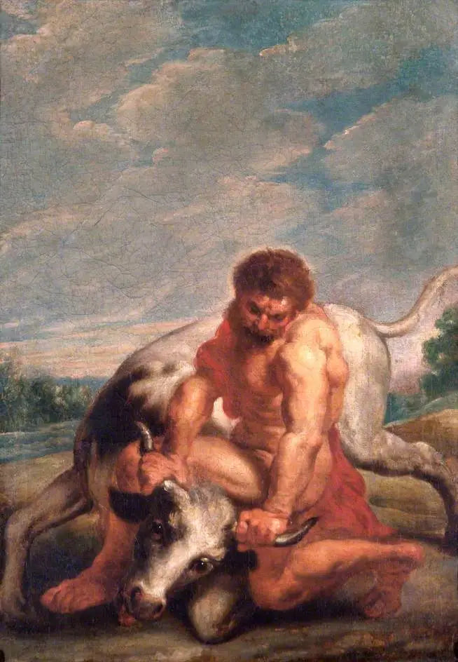 Herkules kämpft gegen Achelous in Form eines Stieres - Peter Paul Rubens