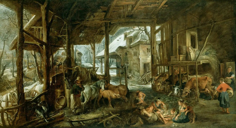 Winter: Das Innere einer Scheune - Peter Paul Rubens