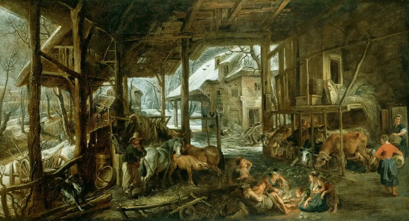 Winter: Das Innere einer Scheune - Peter Paul Rubens