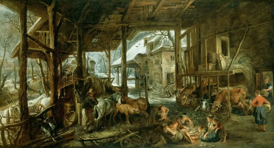 Winter: Das Innere einer Scheune - Peter Paul Rubens