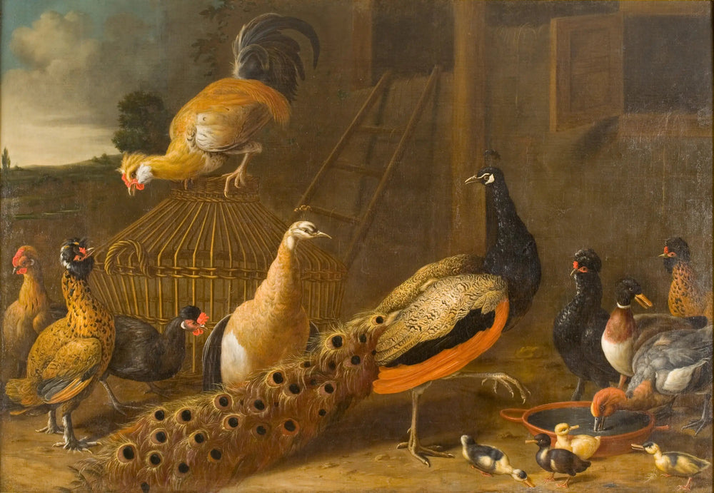 Hoenderhof - Melchior de Hondecoeter image 1 tableau peint à l’huile sur toile