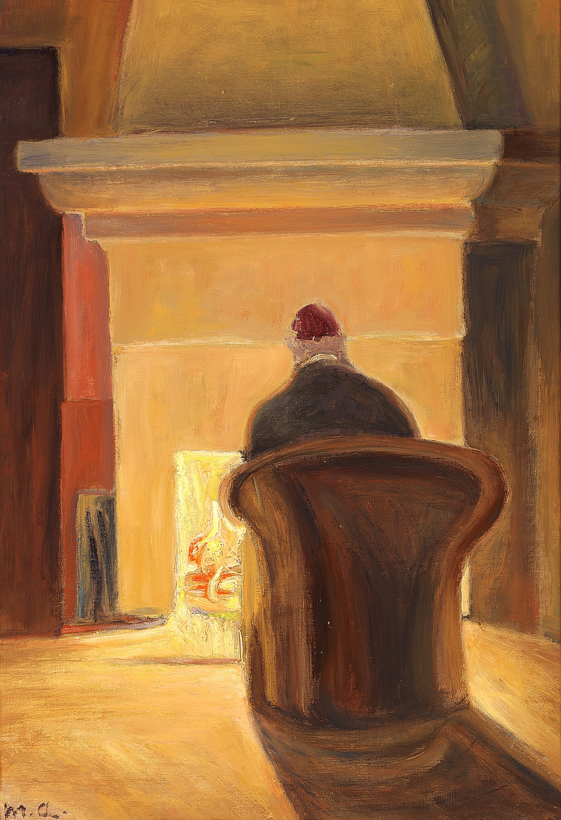 Holger Drachmann vor dem Kamin, Skagen. -Michael Peter Ancher