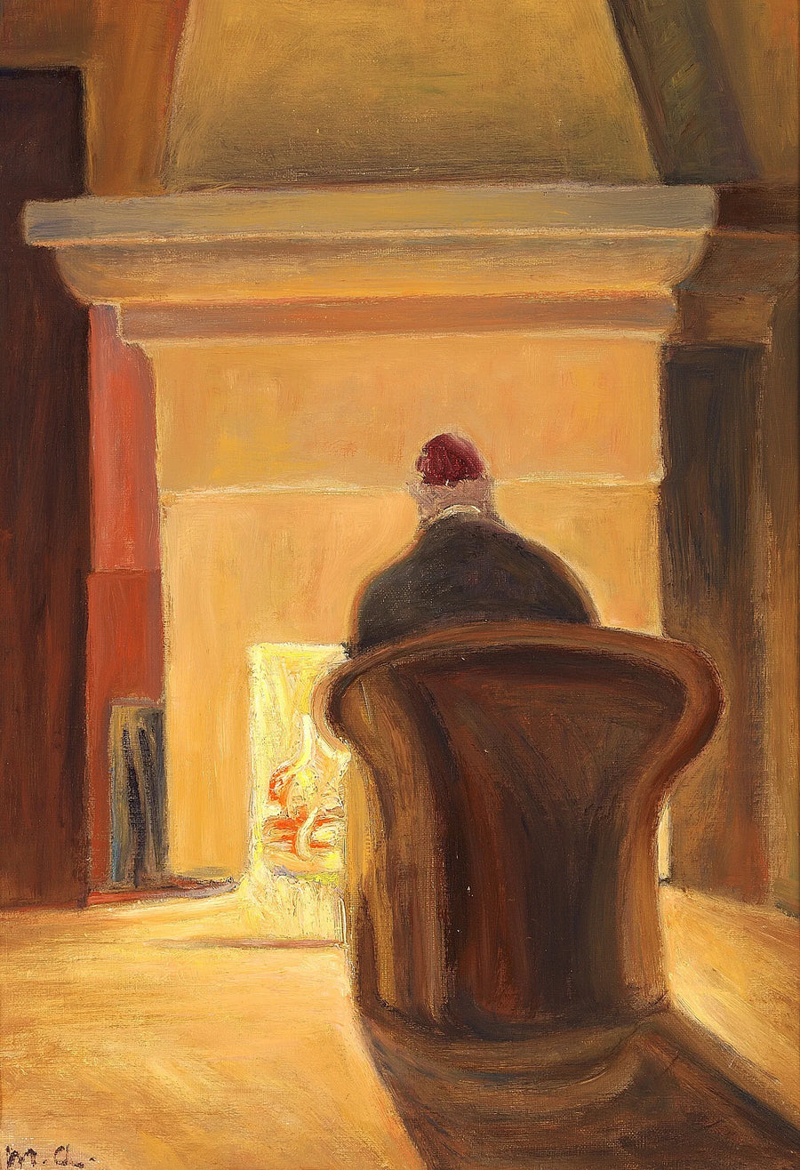 Holger Drachmann vor dem Kamin, Skagen. -Michael Peter Ancher