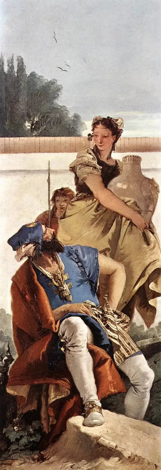 Mann sitzend, Frau mit Topf und Junge - Giovanni Battista Tiepolo