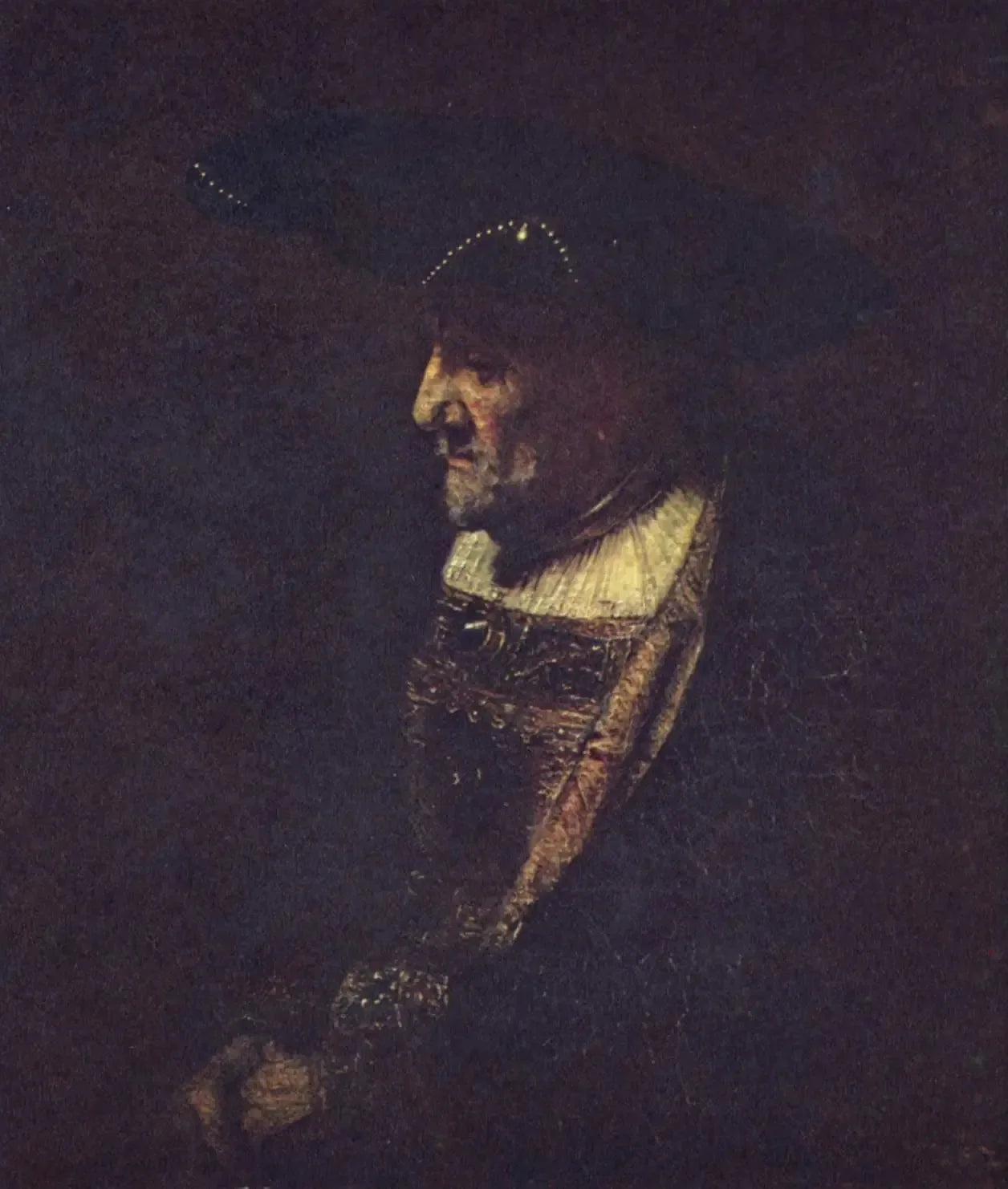 Homme avec un chapeau décoré de perles - Rembrandt image 1 reproduction réalisée par Alpha Reproduction
