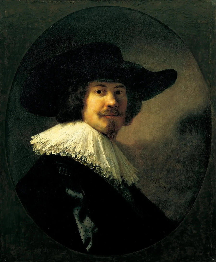 Porträt eines Mannes mit breitrandigem Hut - Rembrandt