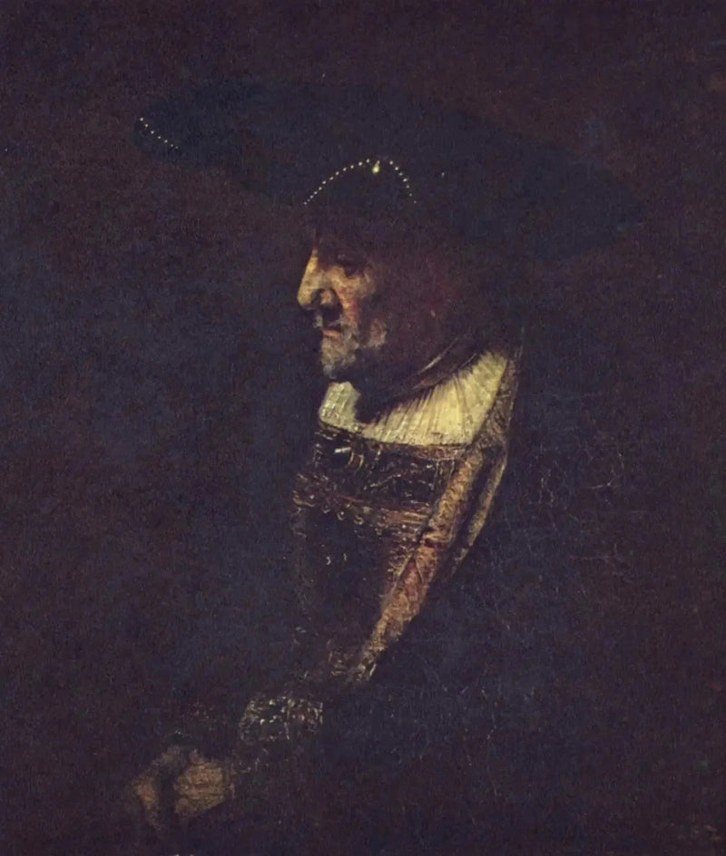 Mann mit einem mit Perlen verzierten Hut - Rembrandt