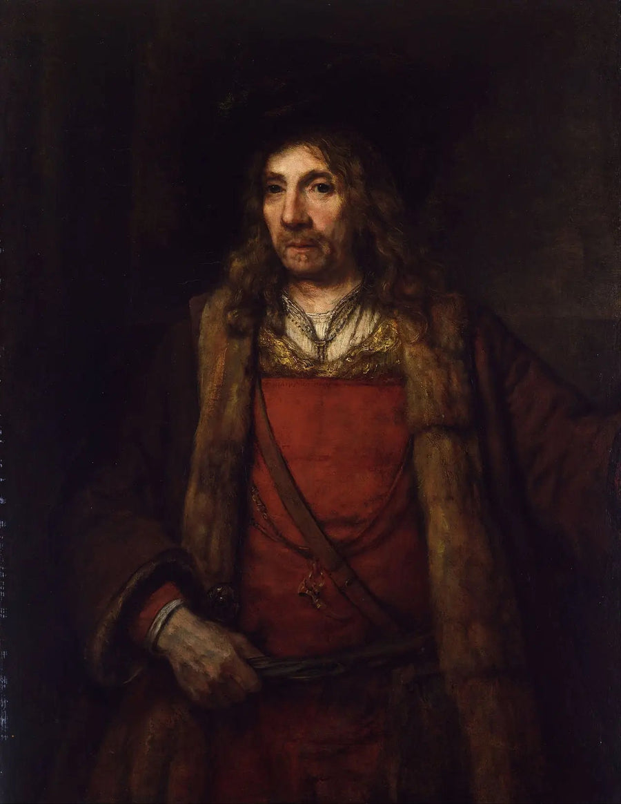 Mann in einem mit Pelz gefütterten Mantel - Rembrandt