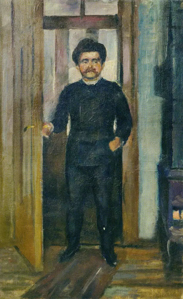 Stehender Mann im Torbogen des Hafens - Edvard Munch