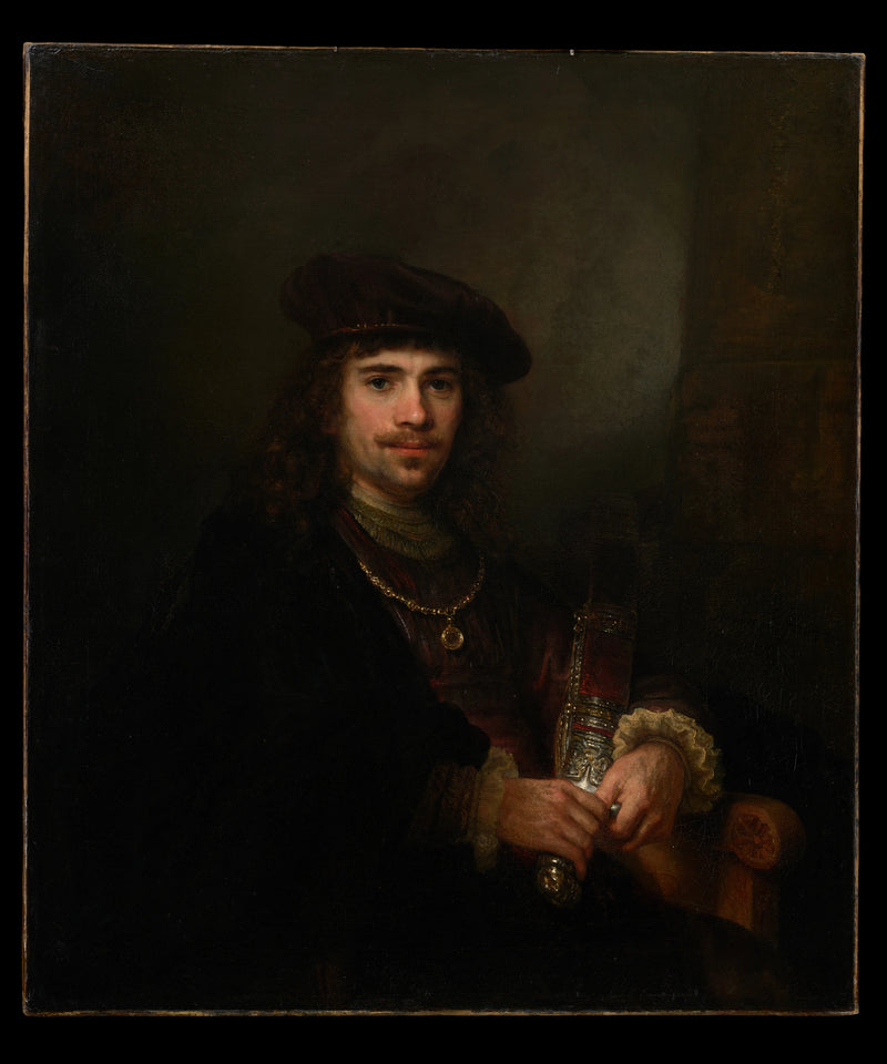 Mann mit einem Schwert und einer Baskenmütze - Rembrandt