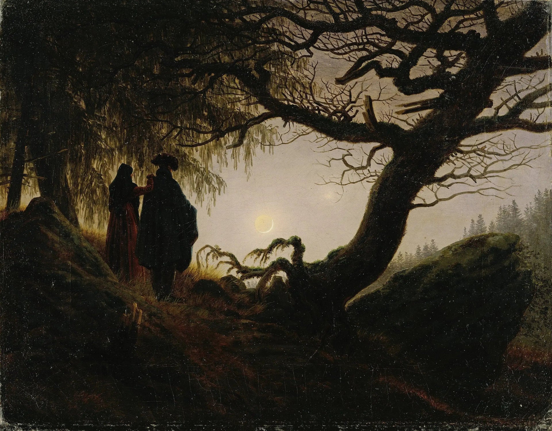 Homme et Femme contemplant la Lune - Caspar David Friedrich image 1 reproduction d’œuvre d’art à l’huile