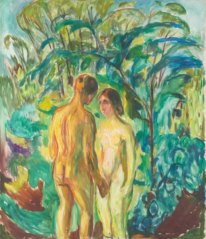 Mann und Frau nackt im Wald - Edvard Munch