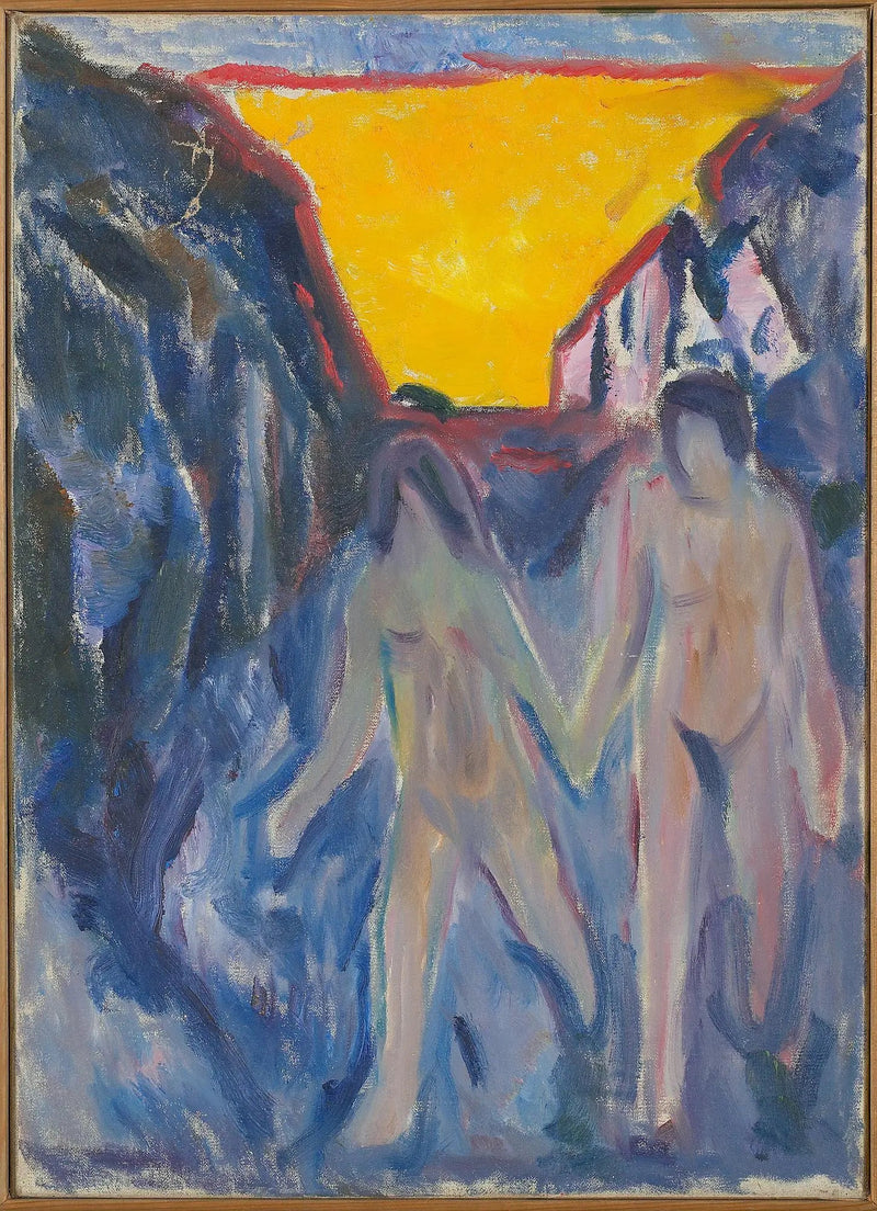 Mann und Frau nackt, gehend - Edvard Munch
