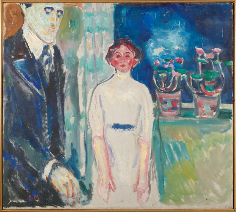 Mann und Frau am Fenster mit Topfpflanzen - Edvard Munch