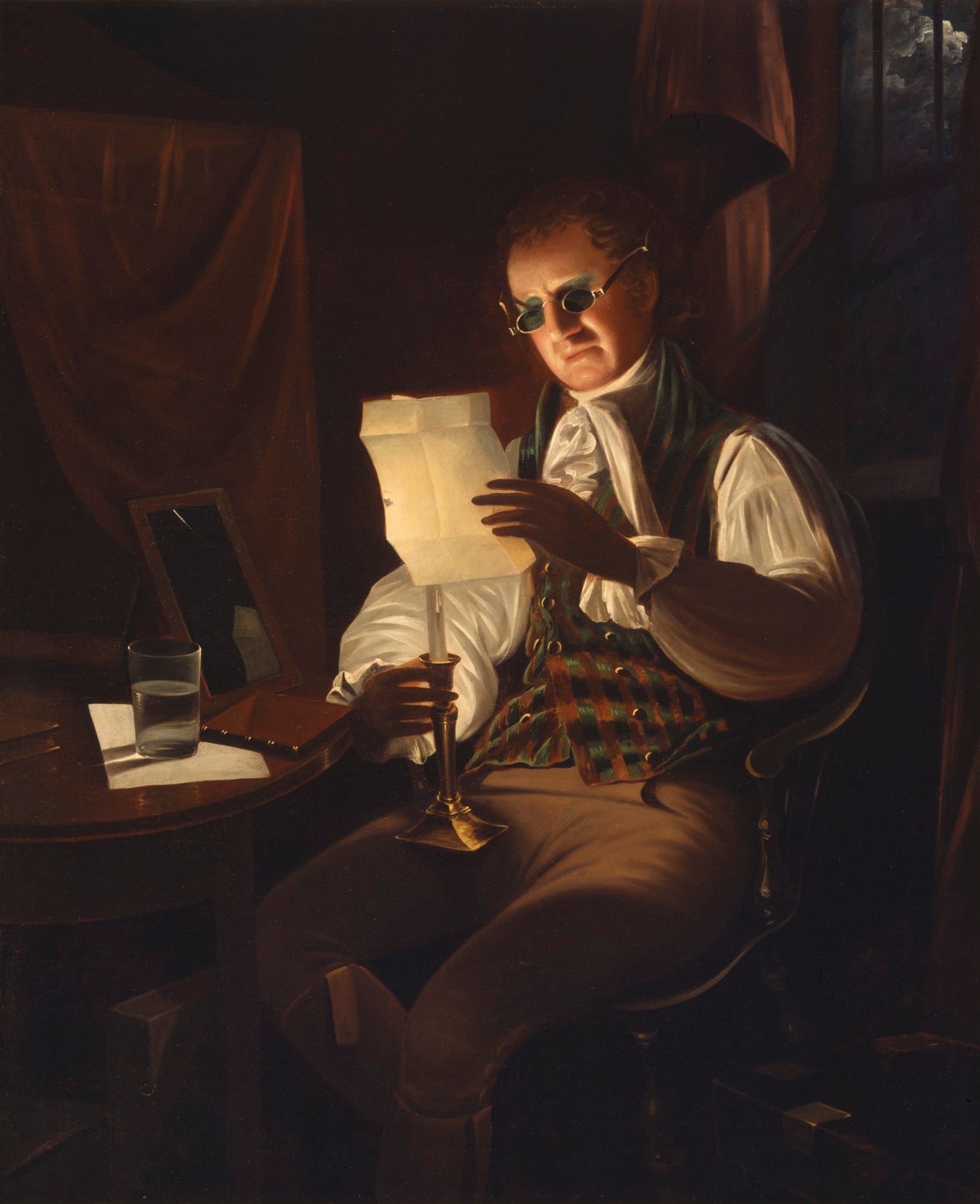Mann liest im Kerzenschein - Rembrandt Peale