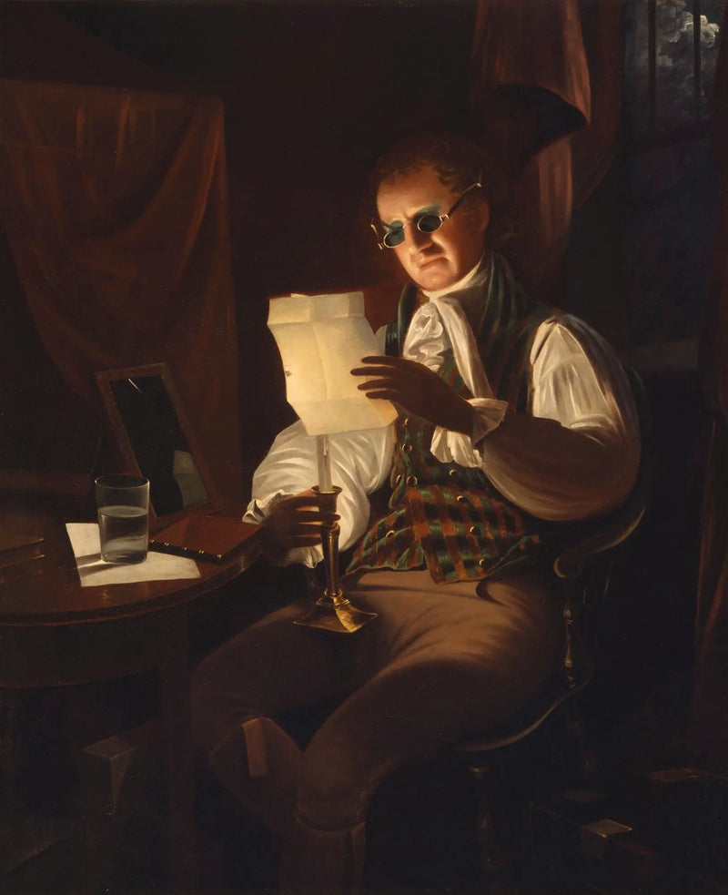Mann liest im Kerzenschein - Rembrandt Peale