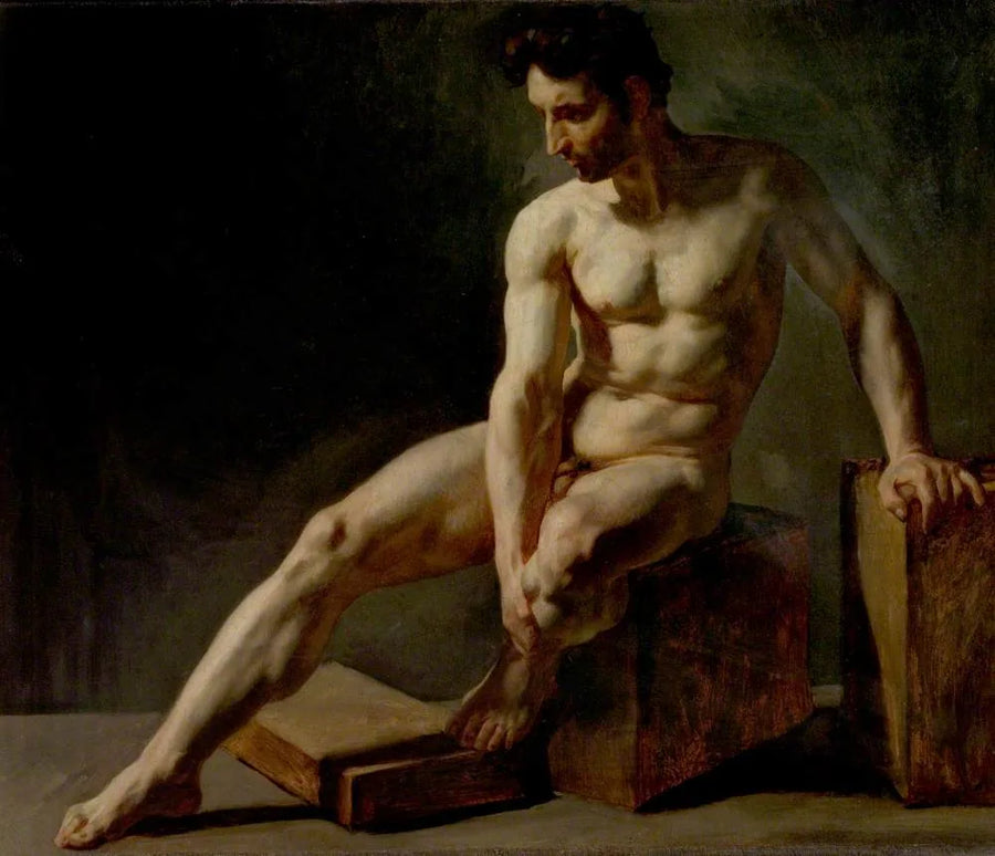 Nackter sitzender Mann - Édouard Detaille