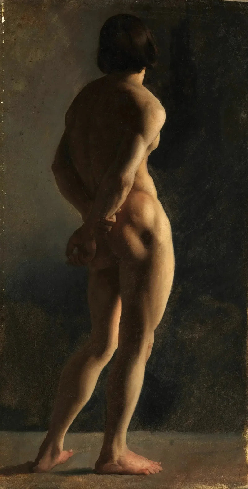 Nackter Mann, von hinten gesehen - Hippolyte Flandrin