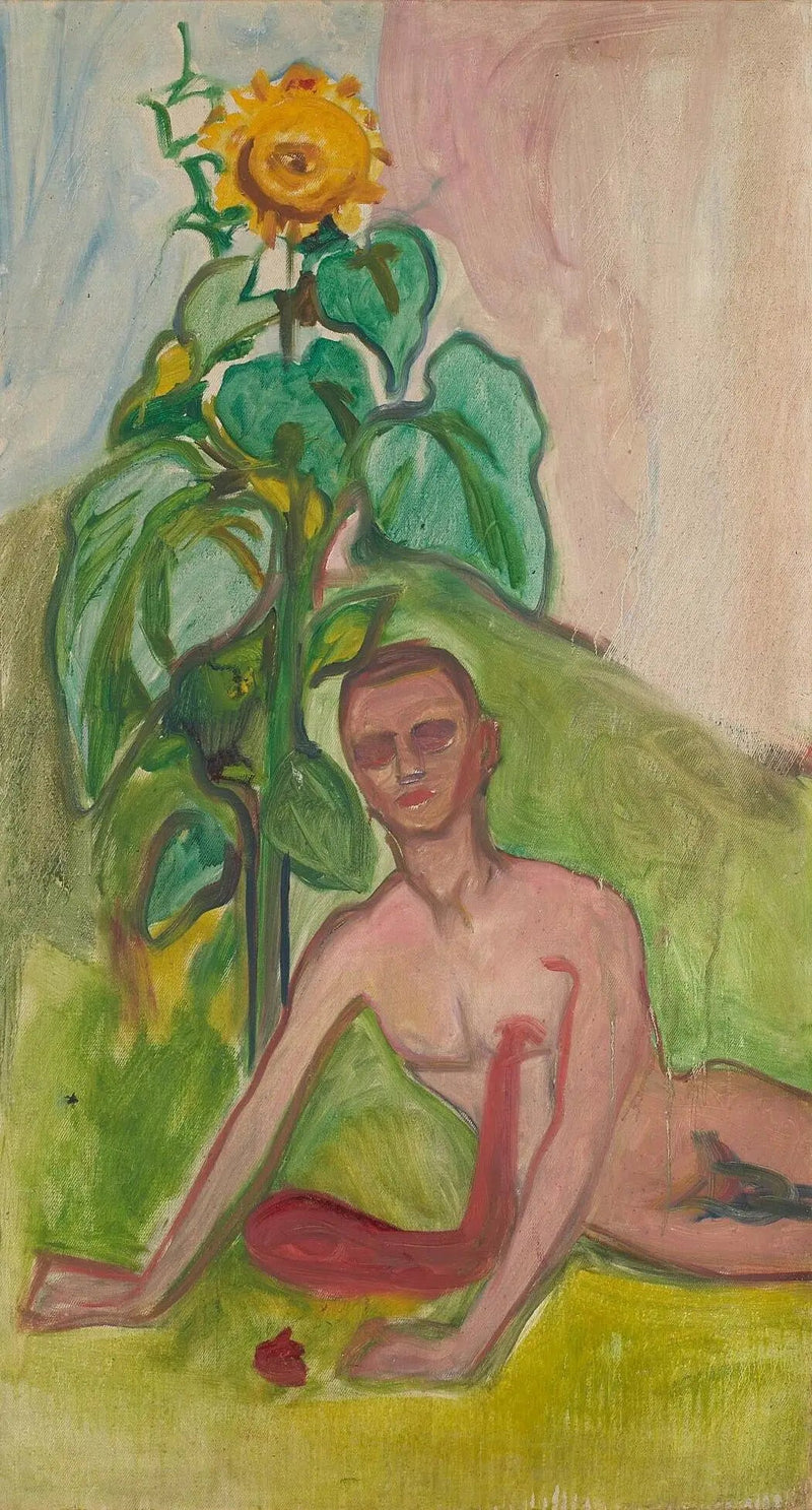 Blutender Mann und Sonnenblume - Edvard Munch