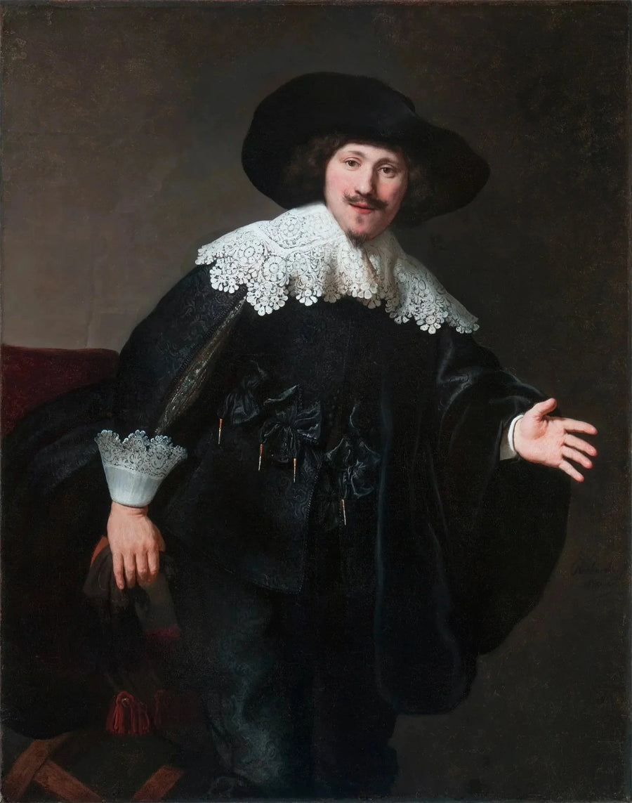 Porträt eines Mannes, der sich von seinem Platz erhebt - Rembrandt