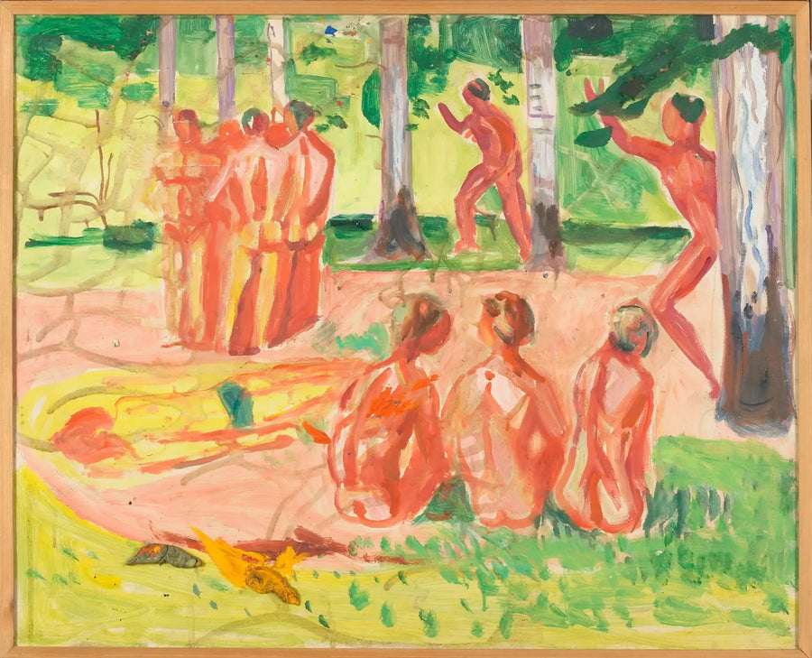 Nackte Männer in einem Birkenwald - Edvard Munch
