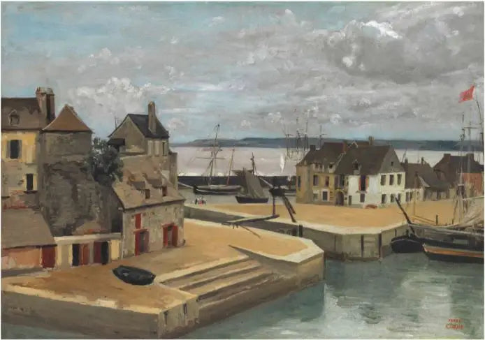 Honfleur, Häuser an den Kais - Jean-Baptiste Camille Corot