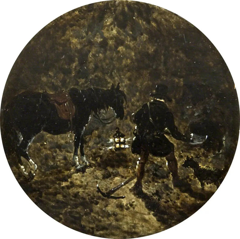 Acht kreisförmige Szenen der Fuchsjagd: Die Erde hält nachts an - John Frederick Herring, Sr.